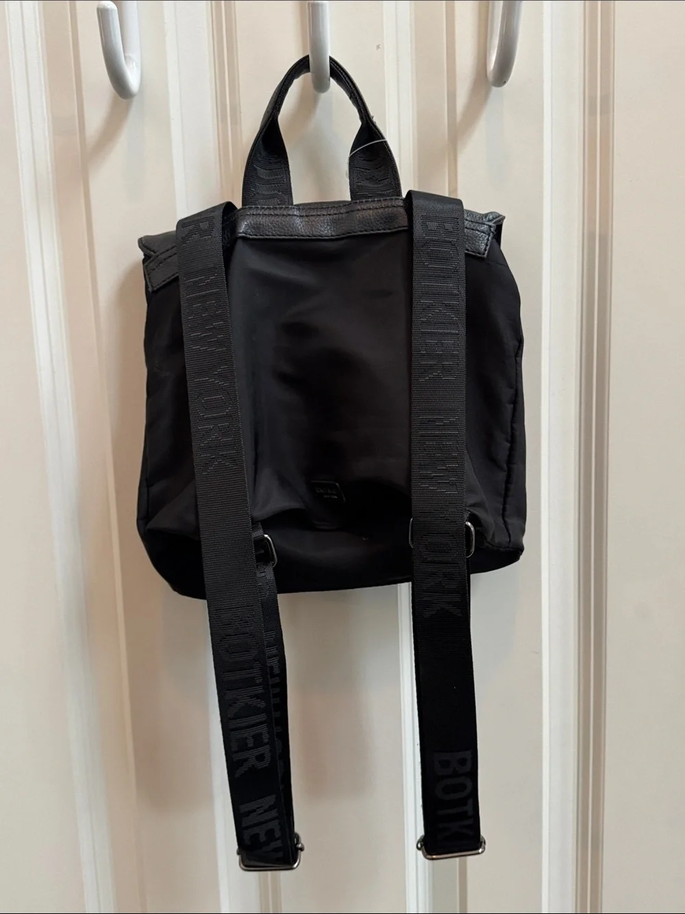 Botkier Black Nylon & Leather Flap Backpack